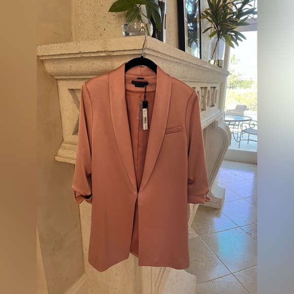Alice and Olivia rose tan satin blazer - Picture 4 of 6